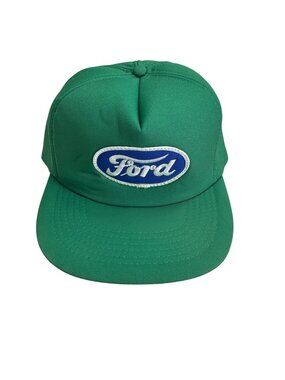 Vintage Ford Green Snapback Trucker Hat Adjustable Embroidered Logo